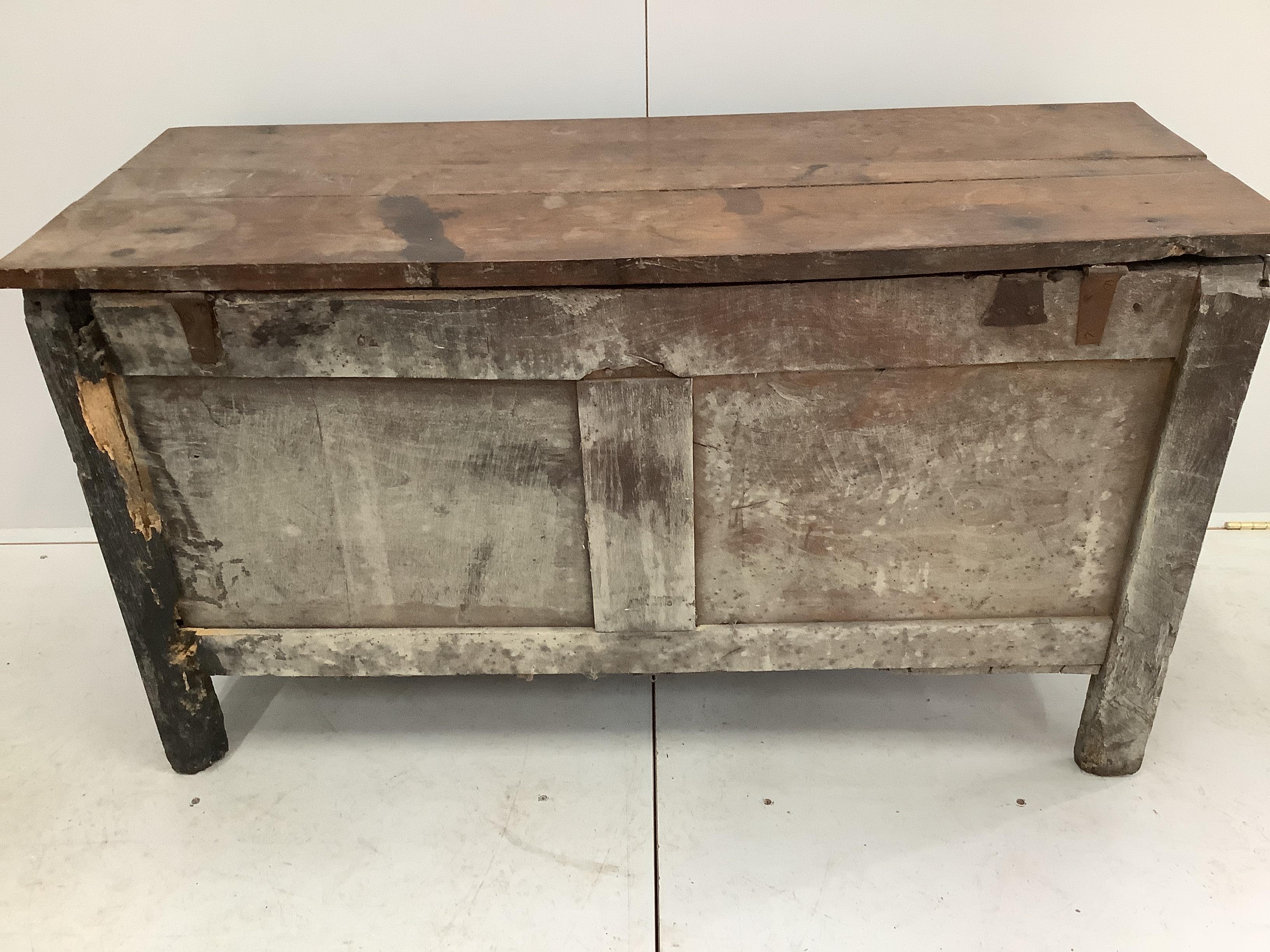 A carved coffer, width 127cm, depth 50cm, height 72cm